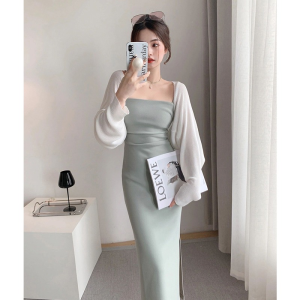 White Ice Silk Knitted Short Cardigan Womens Lightweight Summer Outerwear with Strap Vest Pashmina Korean Style Commute Pure Color