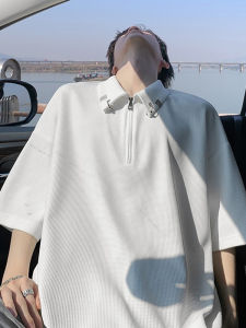 Áo Thun Polo Tay Ngắn Có Khóa Kéo Cổ Polo Nam Thiết Kế Mỹ Thời Trang Mùa Hè Thường Ngày Polyester 100% Áo Thun Thường