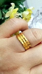 Cincin Emas Asli 700 Ukir Korea Motif Geometris - Tiara Jaya88