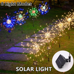 UNITEN Solar Firework Dandelion Light Solar DIY Garden Light 8 Light Modes Outdoor Waterproof 90/120/150 LED For Garden Holiday Wedding Party Decoration New year Christmas Decoration