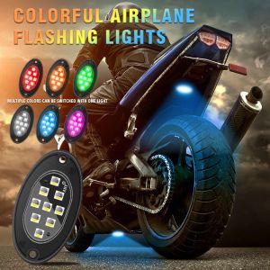KEVANLY | 1pc/2pcs Motorcycle RGB Strobe Light LED Chassis Decorative Light Universal 9SMD Airplane Aircraft Light Truck SUV Rock Light