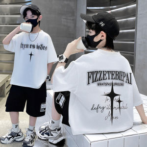 Boys Short Sleeve T-Shirt Baby Top Spring Summer Fashionable Half Sleeve Handsome Boy Trendy Cotton Sweat Absorbent round Neck Print Casual Wear