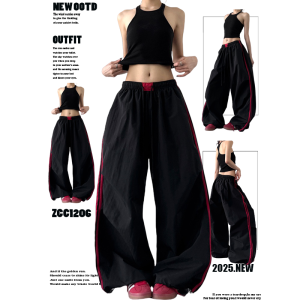 Quần Ống Rộng American Retro Stripes Quick Dry Casual Slimming Summer Oversize Cho Nữ Quần Ống Rộng Thời Trang