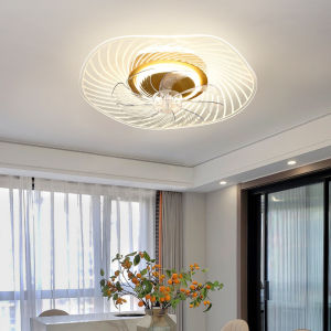 LED Modern Household Fan Light Living Room No Strobe Fan Ceiling Light Variable Frequency Silent Intelligent Study Bedroom Ligh