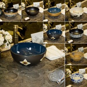 Wash Basin Table Basin Retro Ceramic Washbasin Art Basin round For Home Art Mini Small Sized 30cm Inter-Platform Basin