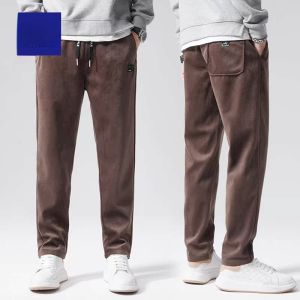 ROMON | Romon Mens Casual Straight Leg Pants Autumn Winter Loose Fit Sweatpants Drapey Wide Leg Sporty Leisure Long Trousers