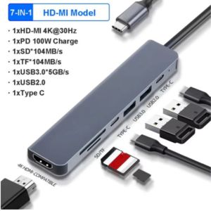 7/8 IN 1 USB C Hub Multiport Adapter 4K HOMI-Compatible 100W PD Fast Charging USB3.0 SD TF Card Reader Type-C Docking Station