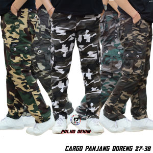 Celana Cargo Doreng Panjang 27-38 by POLHO DENIM Celana Kasual Warna Olive Dan Mocca Bahan Katun Twill Tebal - Lazada