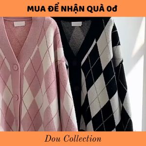 Áo Khoác Cardigan Form Rộng Họa Tiết Kim Cương Áo Khoác Len Thời Trang Thu Đông - Mã TA003
