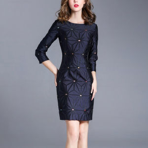 Elegant Slim Fit Evening Dress for Women Fashionable Ladylike Style Spring Autumn Office Wear Midi Skirt with Zipper Detail