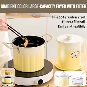 Gradient Color Large-Capacity Fryer With Filter 3L Multifunction Stainless Steel Frying Pot Steam Pot French Fries Wings Onion Rings Tempura