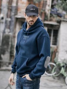 Áo Hoodie Liền Mũ Màu Tương Phản Sành Điệu Mẫu Mới Âu Mỹ Mùa Thu Đông Áo Tay Dài Dễ Phối Thường Ngày Rộng Rãi Cho Nam Áo Khoác Lót Lông