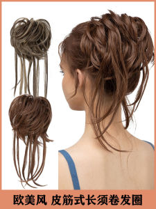 ผมปลอมสำหรับผู้หญิง ทรงผมบิดแบบยาว หมวกผมทรงดอกไม้ หมวกผมทรงลูกโป่งธรรมชาติ ปลอมผมแบบผูกยาง ทรงผมบิดแบบธรรมชาติ