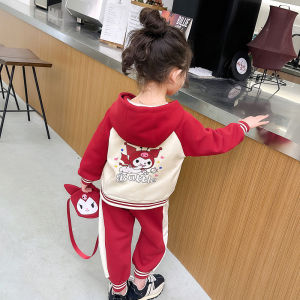 Korean Style Childrens Sportswear Set Baby Girls Spring Autumn Fashionable Two-Piece Suit Comfortable Soft Material Outfit