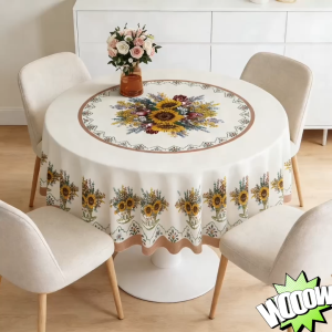 Round PVC Tablecloth Thick Table Cover Waterproof Oilresistant Dustproof Table Cloth Mantel 4-10Seat