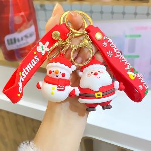 พวงกุญแจซานตาคลอสพวงกุญแจการ์ตูนกระเป๋านักเรียนประดับพวงกุญแจคริสต์มาสของขวัญเด็กอุปกรณ์เสริมกระเป๋าคริสต์มาส