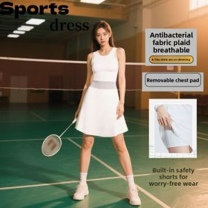 Quick Dry Badminton Dress Tennis Casual Splice Mesh Fitness Sports Wear with Chest Pad 25 Styles Ladies Sleeveless Sportswear