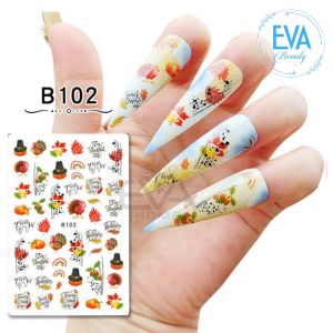 Miếng Dán Móng Tay 3D Nail Sticker Trang Trí Móng Chủ Đề Lễ Tạ Ơn I Am Thankful B102103104