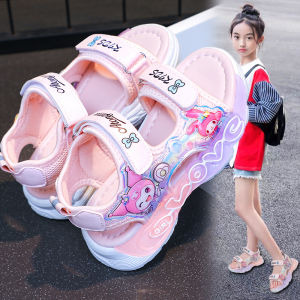 Princess Themed Childrens Sandals with Light up Feature Summer Beach Slippers for Little Girls Anti-Slip Rubber Sole Shoes