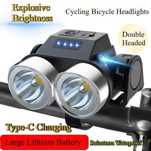Bicycle Headlights Night Riding Illumination Strong Light Flashlight Charging Ultra Bright Outdoor Light Rainproof Mountain Universal Cycling Light