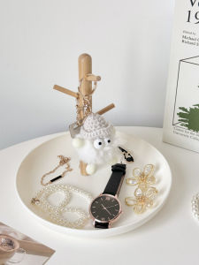 Nordic Style Wooden Key Storage Tray Cosmetic Organizer Entrance Hall Decorative Accessories Living Room Placement Plate