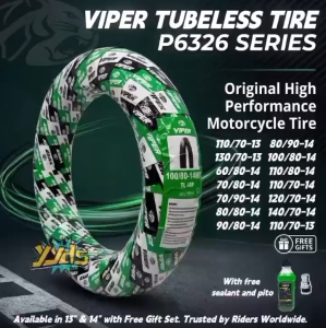 VIPER TUBELESS TIRE ORIGINAL RIM SIZE 13" AND 14" FOR MOTORCYCLE WITH FREE SEALANT AND PITO