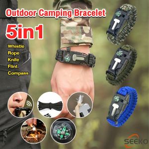 Seeko Outdoor Camping Bracelet With Whistle Flint Fire Starter Nylon Bracelet 3.2m Rope Wild Survival
