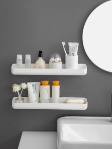 Giá Để Đồ Phòng Tắm Bằng Nhựa Treo Tường Không Cần Đục Lỗ Giá Để Đồ Phòng Tắm Đơn Giản Màu Trơn Giá Để Đồ Dùng Cá Nhân