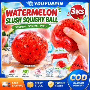 YOUYUEPIN 3pcs Watermelon Slushy Squishy Toy Handmade Stress Relief Squeeze Ball Soft Slow Rebound Fidget Toy For Desk Play Anxiety Relief