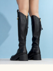 Josiny | Thick Heel High Slim Below Knee Boots
