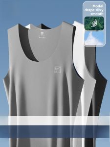 miiow | Mens Modal Tank Top Thin Summer Sportswear Crossbar Base Shirt Sweatshirt Catman Ice Silk Seamless Underwear Four Seasons