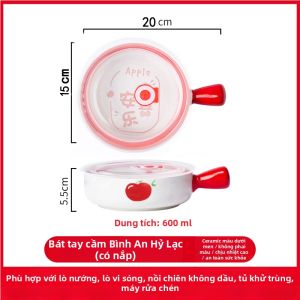 Bát Gốm Có Tay Cầm Dùng Cho Sinh Viên Bát Đựng Súp Gốm Sứ Có Nắp Dùng Tại Ký Túc Xá Bát Đựng Cơm Dùng Tại Nhà Bát Đựng Thức Ăn Nhanh