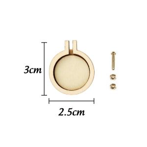 10PCS Mini Embroidery Hoop Wooden Ring Mixed Round Pendant Cross Stitch Frame Kit For Jewelry Keyring Crafts Sewing Accessories