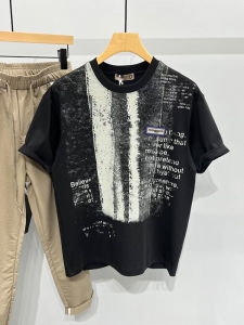 Trendy Brand Mens Short Sleeve T-Shirt round Neck Breathable Contrast Color Letter Print Cotton Summer Fashion Top Half Sleeve Shirt