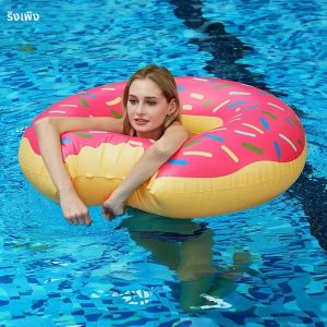 Donut ว่ายน้ําแหวน Inflatable สระว่ายน้ําลอยสําหรับเด็กผู้ใหญ่ว่ายน้ําวงกลมเด็กว่ายน้ํา Tube น้ําเล่นอุปกรณ์ว่ายน้ํา