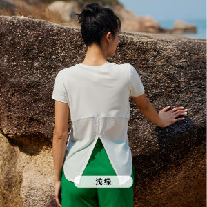 Ruikejia Lrecavava Sports Top Womens Summer Slim Looking Fitness Short-Sleeved Quick-Drying Running T-shirt Loose Yoga Clothes