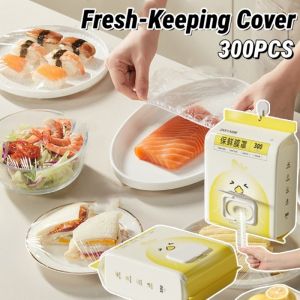 Fresh-keeping Cover 300pcs Disposable Food Cover Saran Wrap Food Grade Preservation Elastic Cover