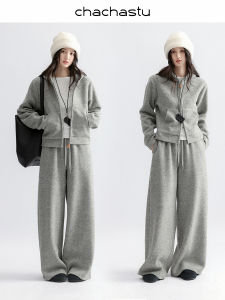 CHACHASTU | Áo Hoodie Pha Nỉ Dày và Quần Tây Rộng Thoáng