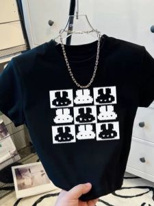 Pure Cotton Short Sleeve T-Shirt for Girls Summer Clothes High Waist Crop Top Visual Heightening Student Clothes Childrens Fashion