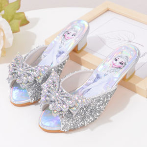 Mfxklx | Aesthetic Princess Slipper Water Drilled Butterfly Silver Girls Heeled Sandal