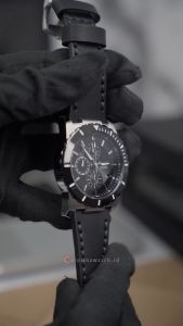 Jam Tangan Pria Alexandre Christie Chronograph AC 6141 MCLTBBA Black Dial Black Leather Strap