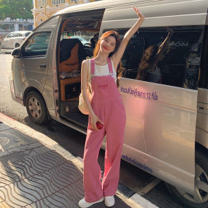 กางเกงยีนส์ทรงหลวมเอวสูงสีชมพูสไตล์ย้อนยุคสำหรับผู้หญิง กางเกงขายาวทรงหลวมสไตล์วิทยาลัยสำหรับฤดูร้อนปี 2025