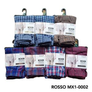 ROSSO Boxer : XL กางเกงบ๊อกเซอร์ Rosso แท้ ผ้าใยธรรมชาติเบาสบาย ( XL เอว 30-40" สะโพก 46" ยาว 15" )