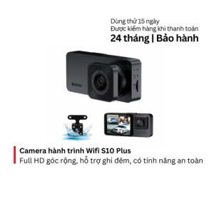 Camera hành trình ô tô S10 Plus full HD 1080P wifi góc rộng 140 độ ghi hình ban đêm cảm biến va chạm màn hình LCD 2-inch