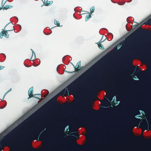Cherry Printed Pure Cotton Poplin Fabric Small Fresh Sewing DIY Clothing Material Fabrics