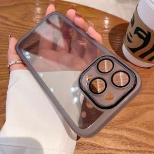 Case For Vivo Y03 Y18 Y15S Y15A Y01 Y12 Y15 Y17 Y17S 4G Y20 Y12S Y20S Y20i Y27 Y28 Y36 Straight Edge Thin Soft Transparent Phone Case Lens Glass Camera Protective TPU Silicone Case