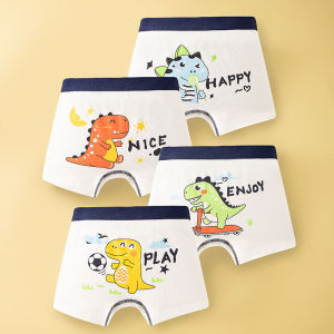 4-Piece 3-11T Boys Boxer Shorts Comfortable Cotton Children Underwear Boxers New Dinosaur Cool Pattern Kids Triangle Underpants