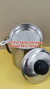 OIL POT FILTER 1300ML SARINGAN STAINLESS MINYAK GORENG SISA WADAH JELANTAH TEMPAT MINYAK SARINGAN