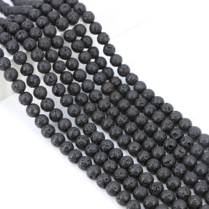 Natural Black Volcanic Lava Stone Round Loose Spacer Beads for Jewelry Making DIY Bracelet Necklace Accessory 4 6 8 10 12mm 15"