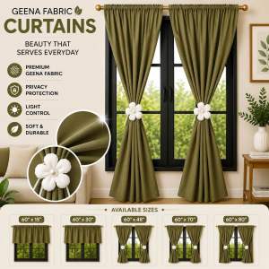PARES PARES na Kulay ng Kurtina Plain Olive Green Non Ring Curtain House & School Decoration - Door Window Shelves Board Divider Barrier even in Vehicles can use to cover from sunlight (from small size curtain to big sizes)